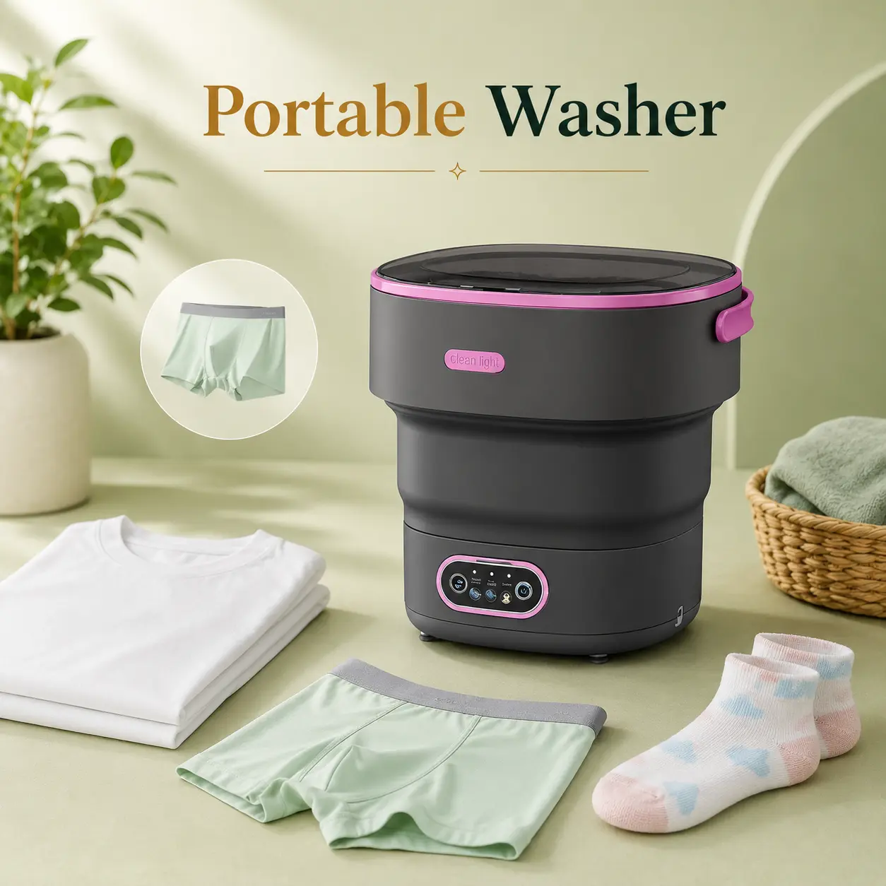 2026 Upgrade 16L Portable Washing Machine,Foldable Portable Laundry Machine and Spinner, Ideal for Travel, Dorms, Camping Large Household Appliancesfor Baby Clothes, Underwear, Socks (Washing Machines & Dryers Category) washer,lavadora