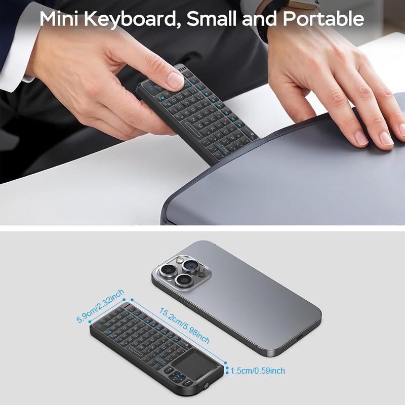 Mini Wireless Keyboard, Portable Rechargeable 2.4G Backlit Keyboard with Touchpad for PC, Mac and Smart TV, Multifunctional Keyboard #GLOBAL PICKS