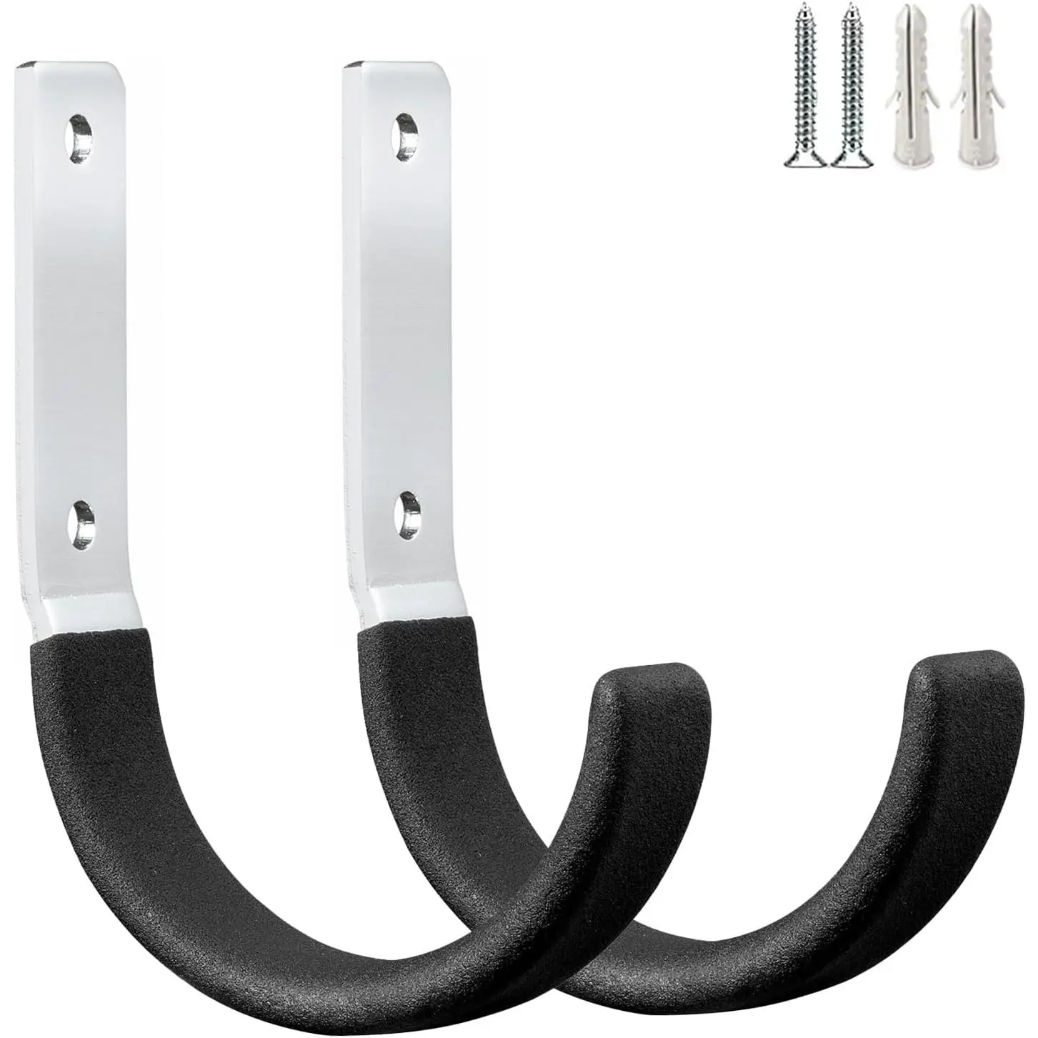 Heavy Duty Steel Garage Hooks,Garage Storage Utility Hooks,Heavy Duty Garage Garden Tool Organizer,Steel Wall Mount Hooks, Garden Hose Hanger, Small U Hooks (Black 2 Pack)
