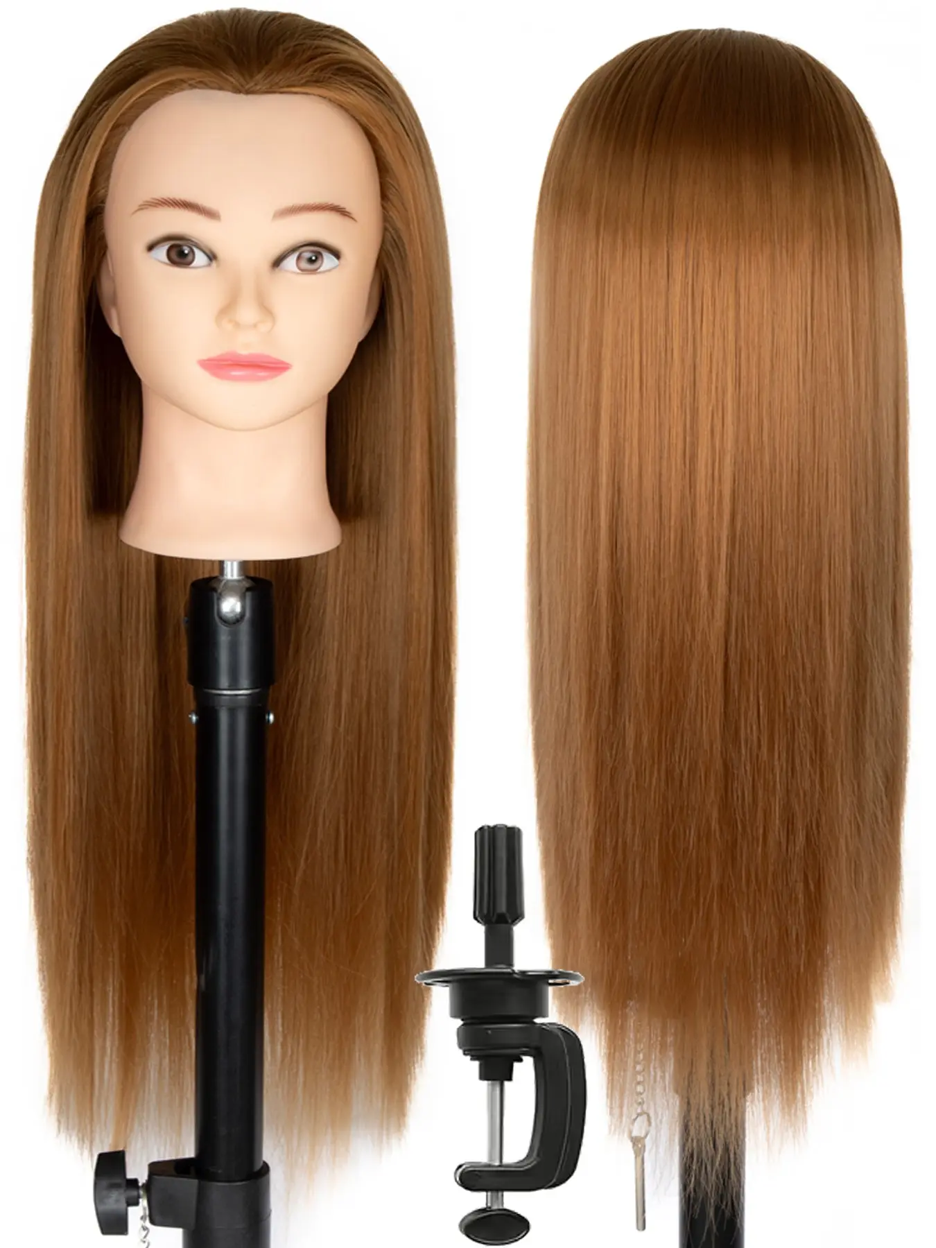 24inch Professional Cosmetology Mannequin Head with Hair, Free Clamp Stand for Braiding, Cutting, and Styling Practice, Ideal for Training