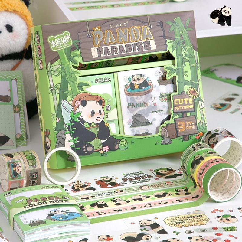 Cartoon Panda Themed Sticker & Tape Set, 120pcs/set Cute Sticker & Tape, DIY Decorative Sticker for Scrapbooking, Journaling, Gift Wrapping, Durable Adhesive Stickers, Stickers Kit