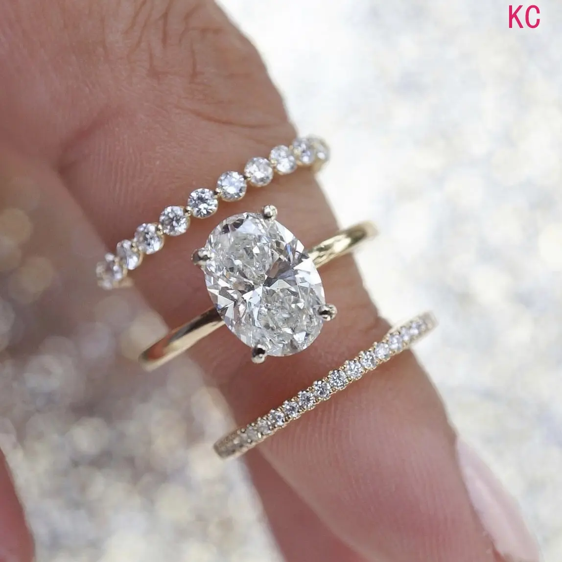 3Pcs Light Luxury Three Piece Zircon Ring Set, Sparkling Delicate Finger Jewelry For Women Daily Versatile Outfit Matching Accessory