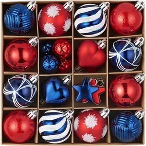 28Pcs 4th of July Heart Shaped Ornaments Gift Pack, Patriotic Craft Painted Tree Heart Decorations, Red White Blue Christmas Baubles Hanging Labor Independence Day Memorial Day Decorfidget toys