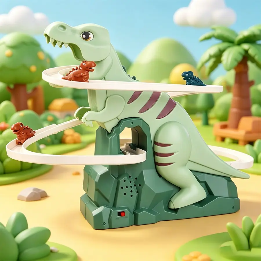 Dinosaur Chase Track Toy, Electric Dino Slide with Music & Lights, Fun Kids Game, Requires Two Aa Batteries, No Batteries Included