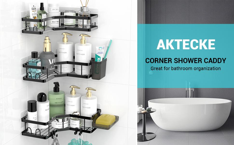 Corner Shower Caddy Bathroom Organizer: Stainless Steel Adhesive Shower Rack - 3Pack No Drilling Shower Shelf - Rustproof Bathtub Organizer