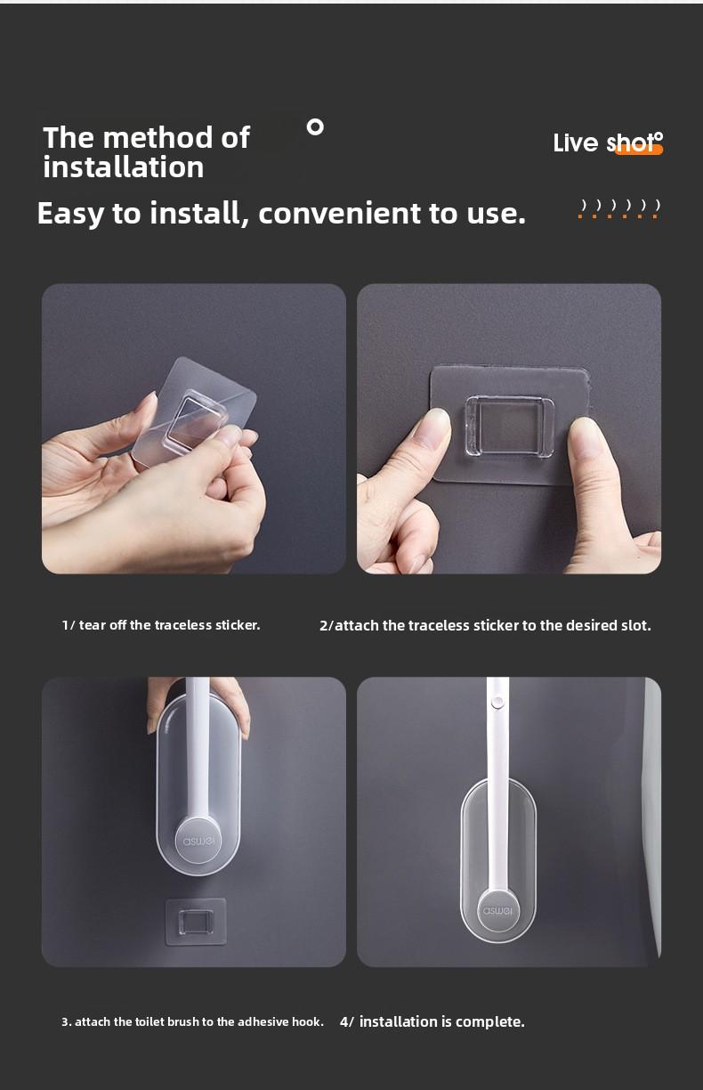 Disposable Toilet Brush with Holder, Deep Clean Toilet Scrubber with Replacement Heads, Quick Clean Toilet Brush for Bathroom, No Drilling