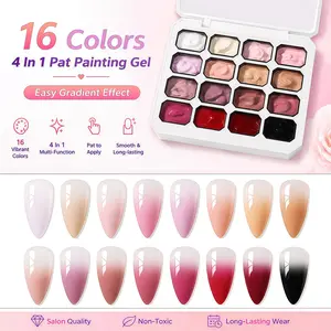 Osnailmall 16 Colors 4 in 1 Pat Painting Gel, Gradient Stamping Drawing, Color Changing UV LED Soak off Gel Varnish, Manicure Gel Polish, Nail Art Supplies
