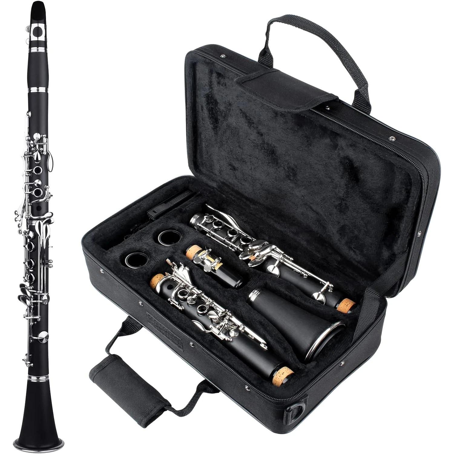 Bb Clarinet, 17 Key Clarinet with Accessories, Woodwind Instrument for Beginners, Musical Instrument for Students, Gift for Music Lovers