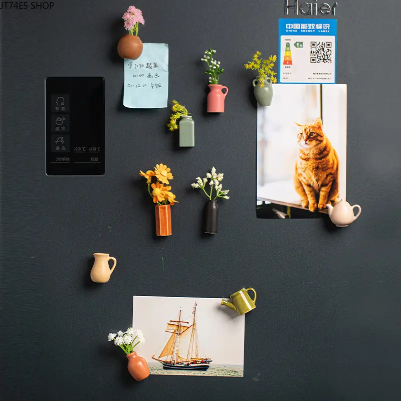 2026 New Magnetic Fridge Magnet, Pastoral Mini Hydroponic Ceramic Vase, DIY 3D Stereo Home Decor Ornament