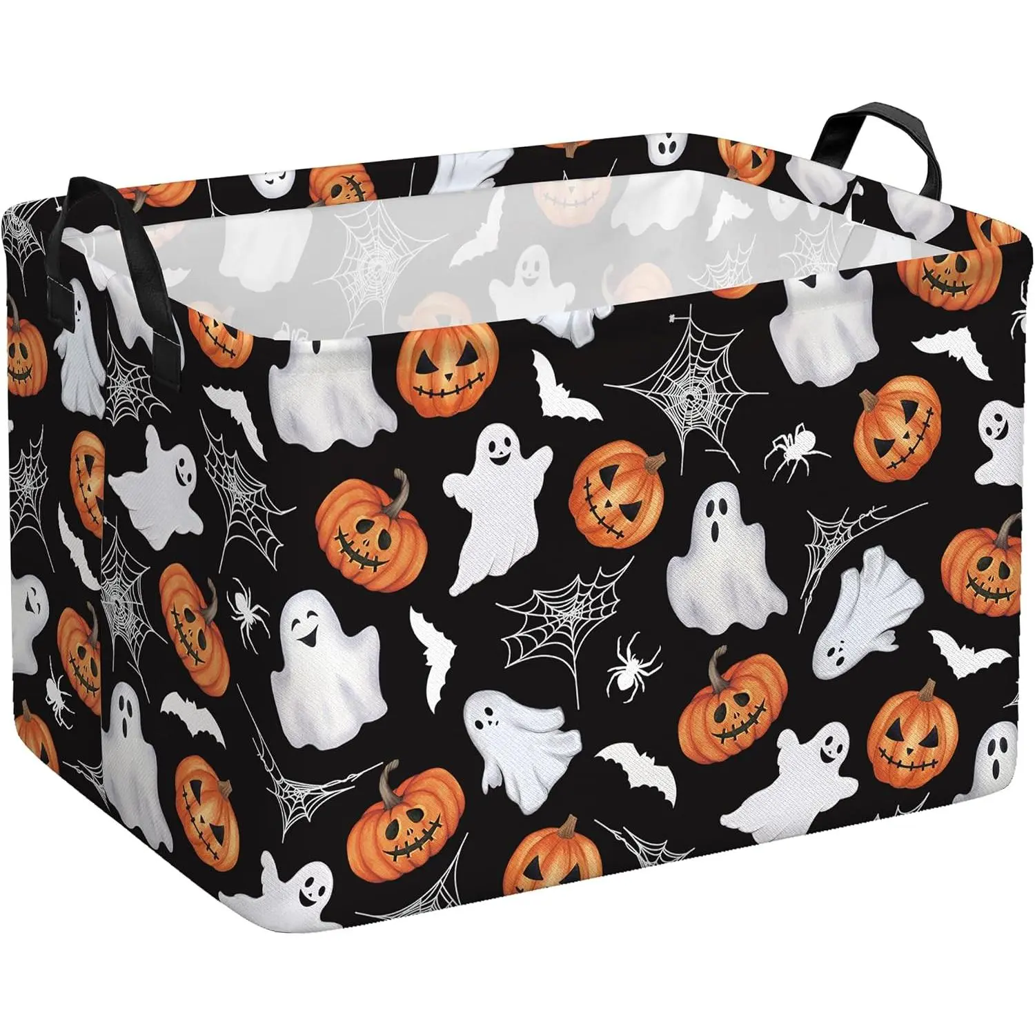 Halloween Storage Basket with Handles Pumpkin Bat  Basket | Collapsible Storage Box Bin for  Bedroom Office