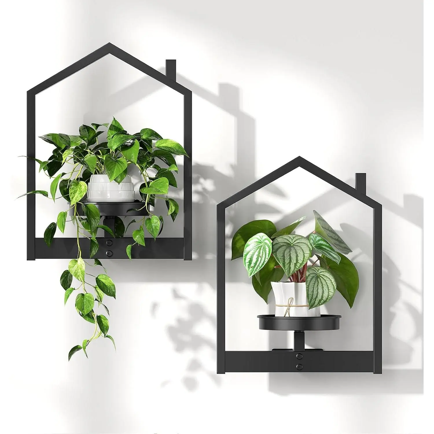 Metal Floating Shelves 2 Pack,Wall  Holder Shelf | Wall Planters for Indoor ,  Shelves for Living Room Decor, Bathroom, Bedroom