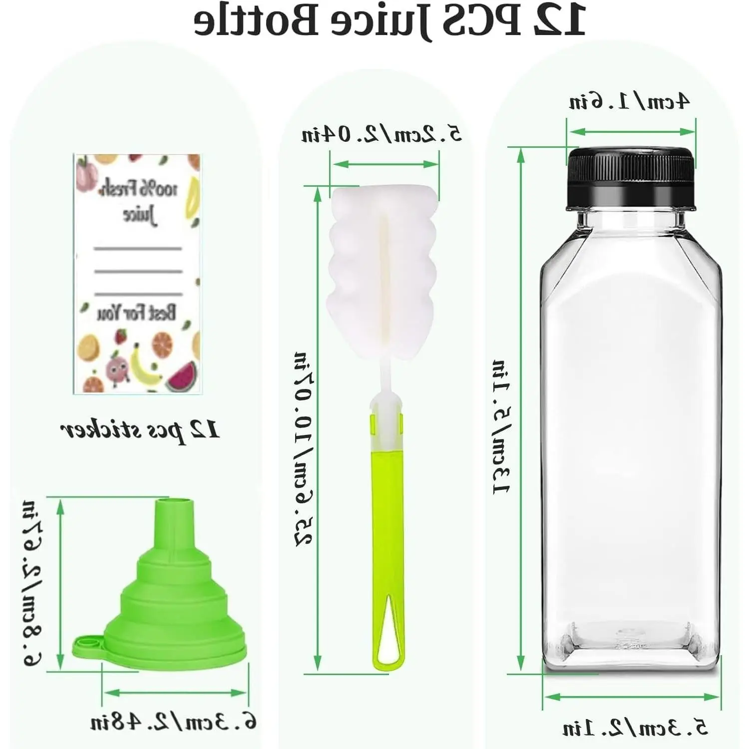 Plastic Juice Bottles with Caps 12 Pack - 8oz Reusable Clear Juice Containers with Tamper Proof Lids for Juicing, Smoothies, Milk, Beverages, Christmas Gifts