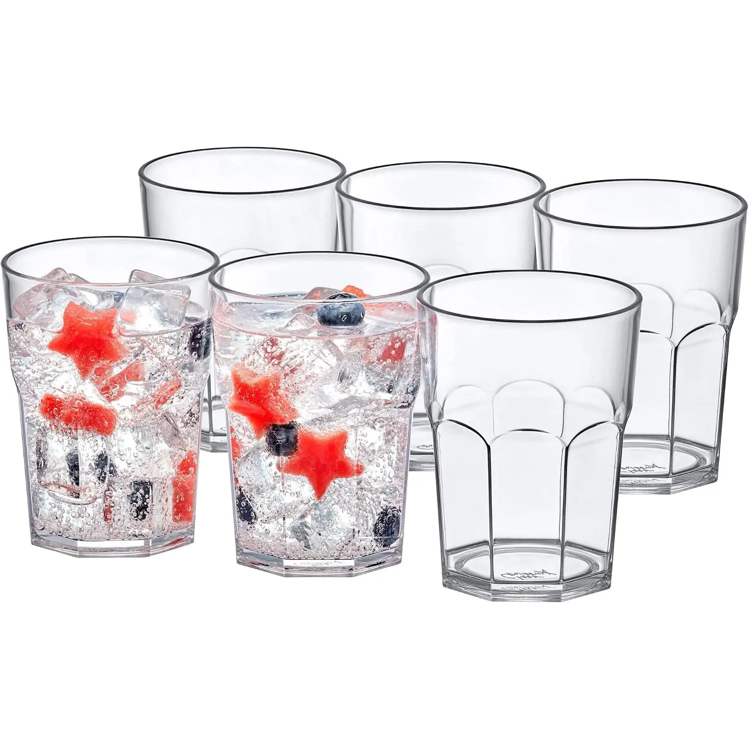 - Affinity - 14-Ounce Plastic Tumblers (Set of 6), Plastic Drinking Glasses, -Clear  Cups, Stackable, , Shatter-Proof, Dishwasher-Safe