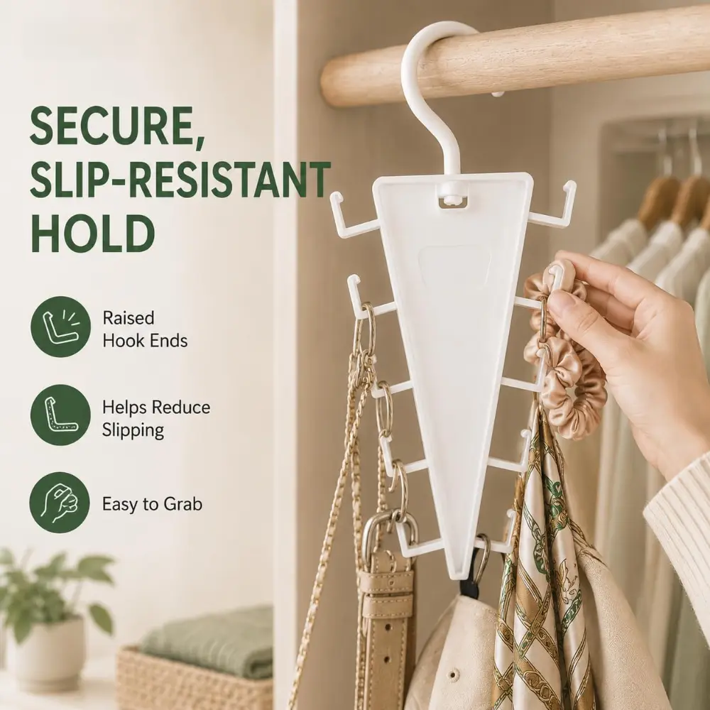 V Shaped Double-Sided Closet Organizer 360° Rotating Hanger with12 Hooks , No Drill Multi-Layer Vertical Clothes Storage Rack Space Saving Organizer for Shirts ,Hats, Belts, Bags and Pants