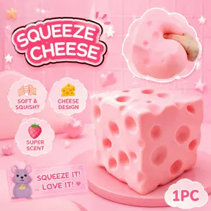 Oversized Plush Soft Cheese Block Giant Fidget Squeeze Toy, ASMR Sound Stress Relief Ball Ease Tension for Teens Adults, Premium Birthday Gift Minimalist Room Decor, Portable Office Relaxation Gadget Cute Squishy Desktop Ornament Unique Holiday Souvenir