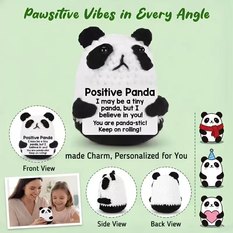 Handmade Crochet Panda Emotional Support Plush, Soft Mini Stuffed Animal, Cute Stress Relief Toy, Portable Desk & Home Decor Companion, Ideal Gifts for Women Men Teacher, Birthday & Teacher Appreciation Presents, Easter Basket Stuffers & Egg Fillers