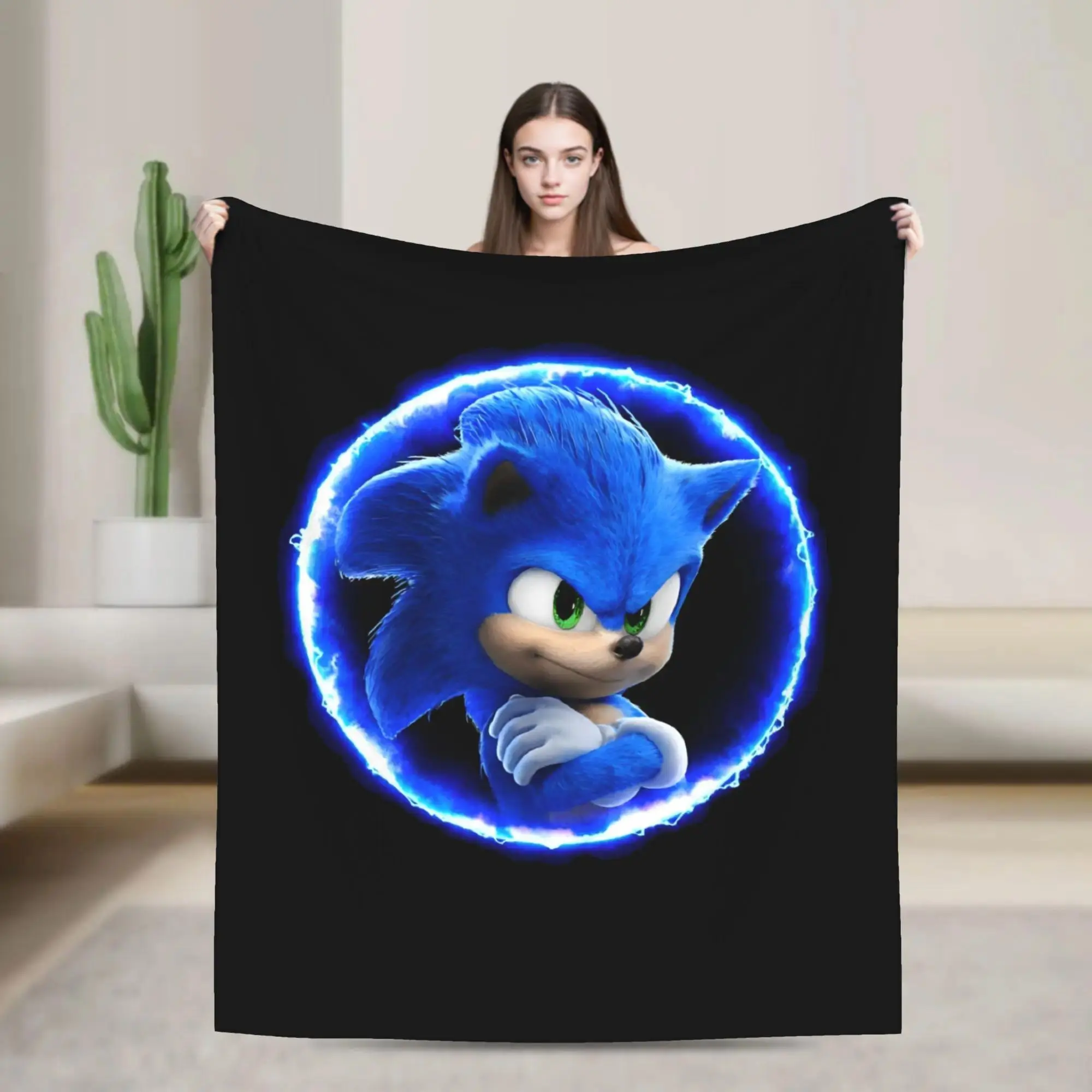 Shadow Game Cartoon Flannel Throw Blanket Cute Soft Cozy Blanket For Bedroom Decor