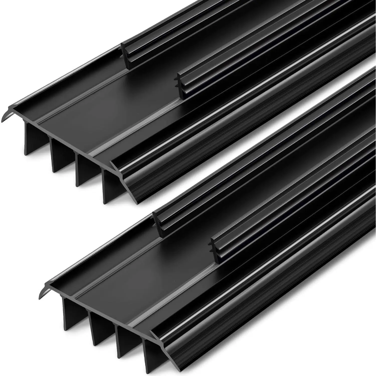 2 Pcs Kerf Style Door Bottom 36" Long 1 3/4" Wide Replacement Threshold Seal with Vinyl Fins Weatherstrip Draft Stopper for Interior Exterior Doors Black