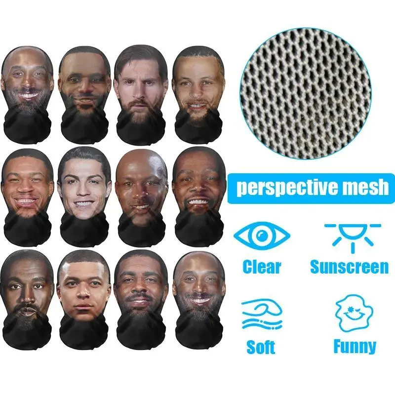 Fashion Hip-hop Superstar Celebrity Mask Full Face Visiable Elastic Mesh Halloween Cosplay Headwear Party props