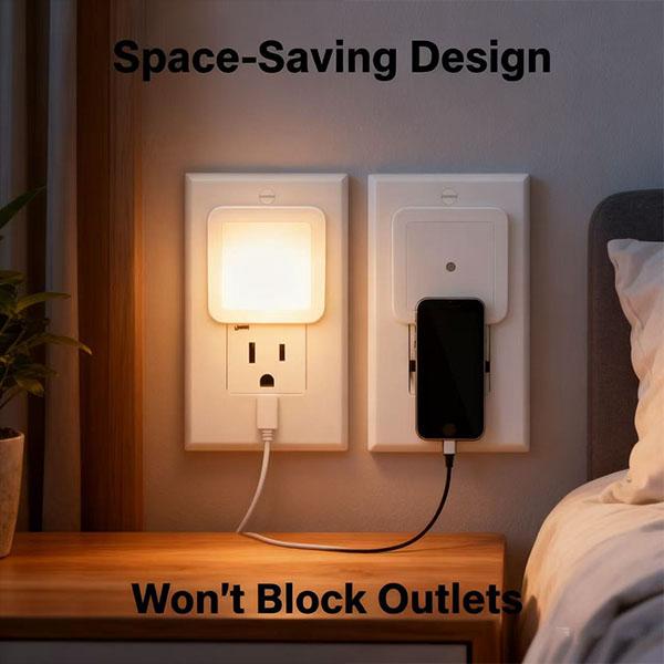 6 Pack Warm White LED Night Lights with Auto On Off Sensor for Kids Bedroom Nursery Bathroom Hallway Stairs Safe Eye-Caring Plug in Wall Lights