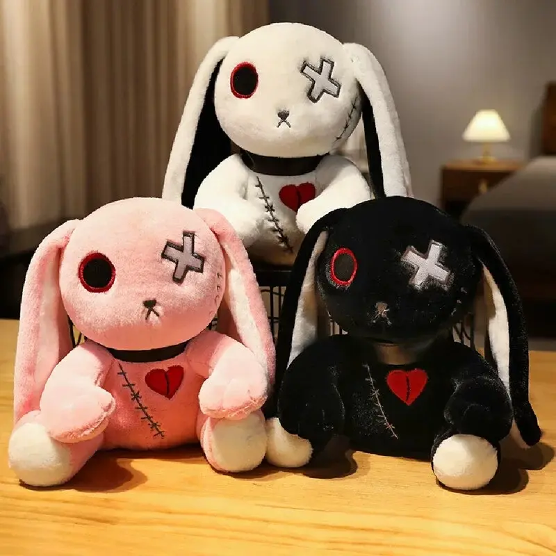 Spooky Gothic Bunny Stuffed Crazy Rabbit Plush Toys, Spooky Gothic Bunny Stuffed Animal Cute Horror Dreadful Bunny Doll, For Hal