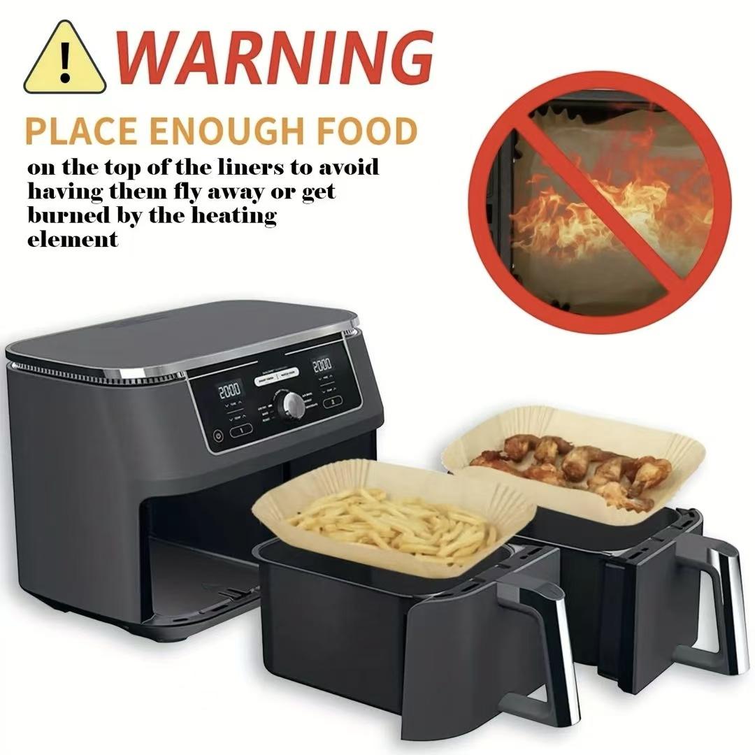 Square Air Fryer Paper Liners, 1 Set 3–5 L Universal Air Fryer Oil-Absorbing Baking Paper, Food-Grade Baking Tray Liners for Home Kitchen, Gift