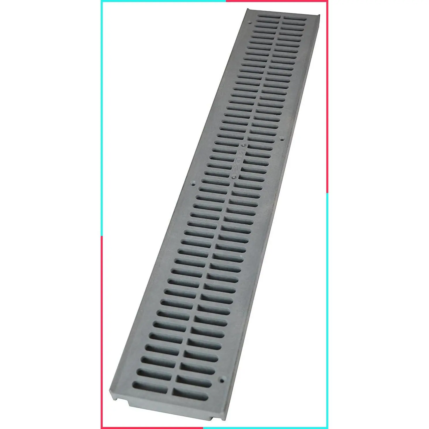 Plastic Channel Drain Grate, 4-1/8-Inch Wide x 2-Feet Long, for Driveways, Patios, Pool Decks and Commercial Areas, Gray