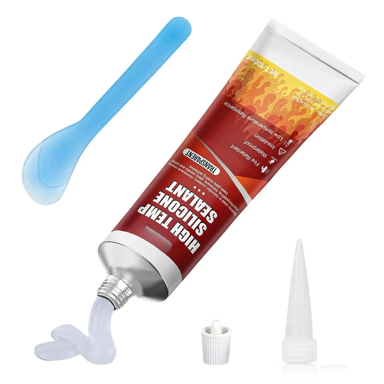 482°F High Temp  Sealant, High Heat  Sealant Heat Resistant Glue Insulation and Waterproofing Quick Drying Special Adhesive for Ovens Grill Microwave, Transparent, 100ml