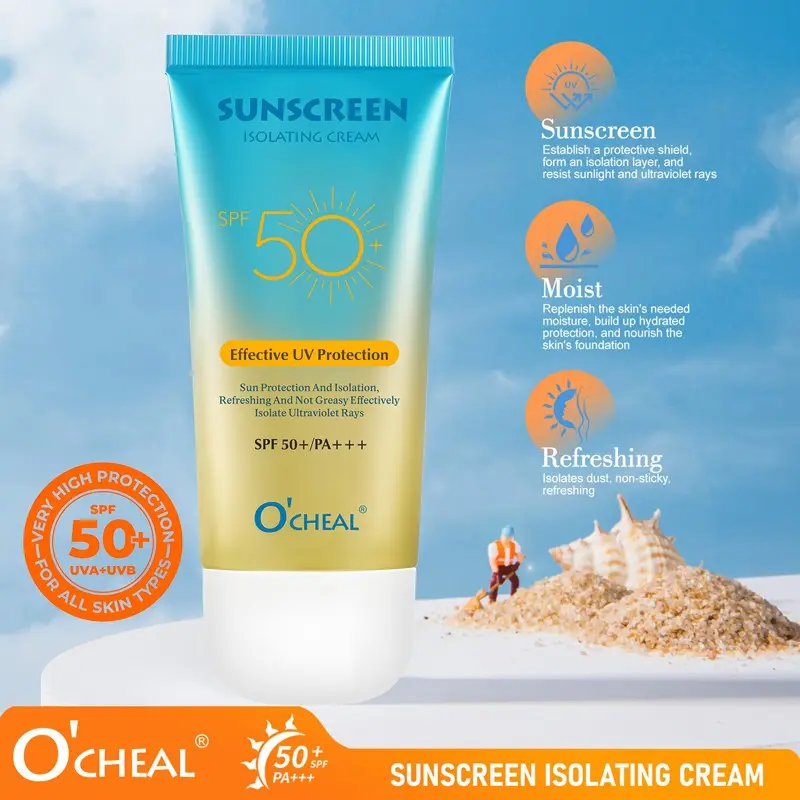 Plant-Based Moisturizing Sunscreen, Sunblock, Facial Spf50 Pa+, Daily UV Protection, Revitalizes Skin Glow, Non-Toxic, Beauty & Personal Care