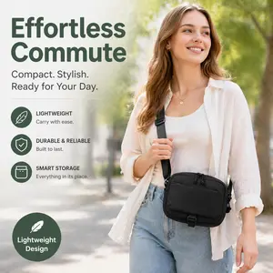 High-Quality Waterproof Nylon Women's Bag, Minimalist Water-Resistant Crossbody Backpack, Hidden Bottle Pouch, Sports Fitness Bag