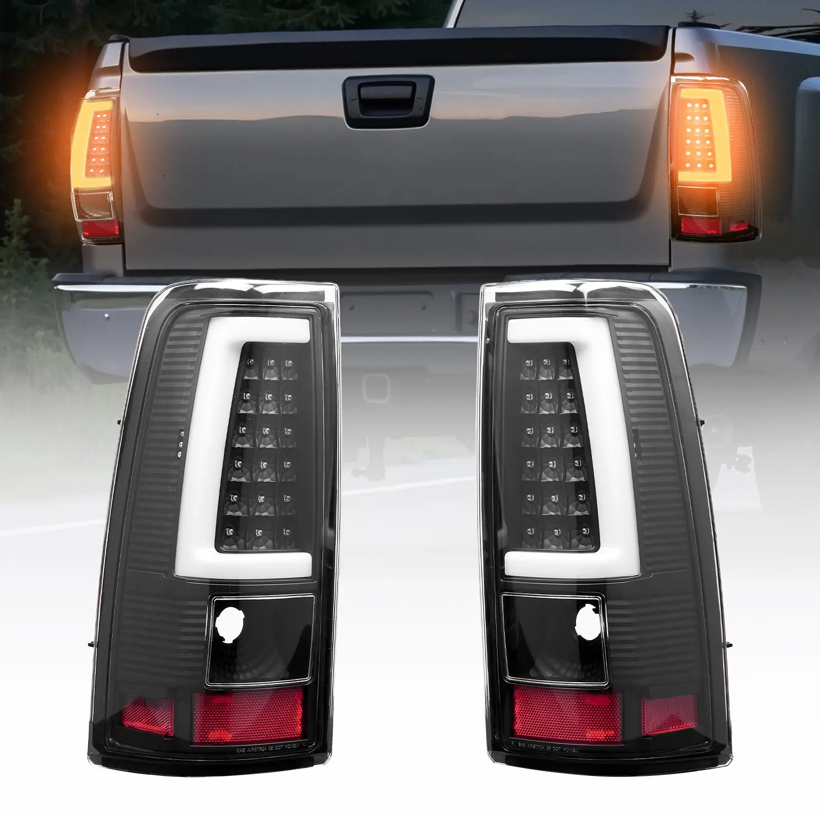 【DealsForYouDays】VEVOR Tail Light Assembly Compatible with 2003-2006 Chevy Silverado 1500 1500 HD 2500 2500 HD 3500, 2007-2007 Chevy Classic, 2PCS Driver & Passenger Side LED Taillight Brake Lamps with Bulbs, Black