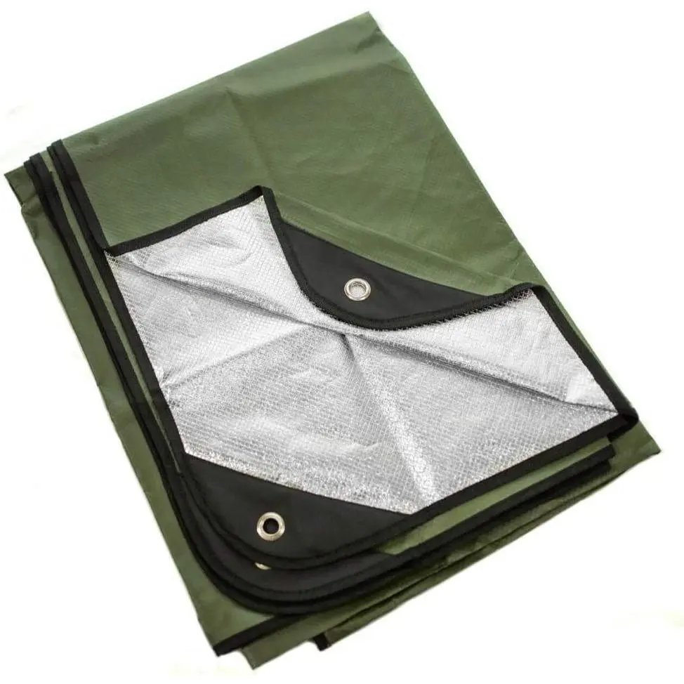 Insulated Tarp, Reusable Heavy Duty Thermal Survival Blanket – 60x82in, Reflects 90% Body Heat, Waterproof, Windproof, 3-Layer Design, Reinforced Grommets, Olive GreenGift