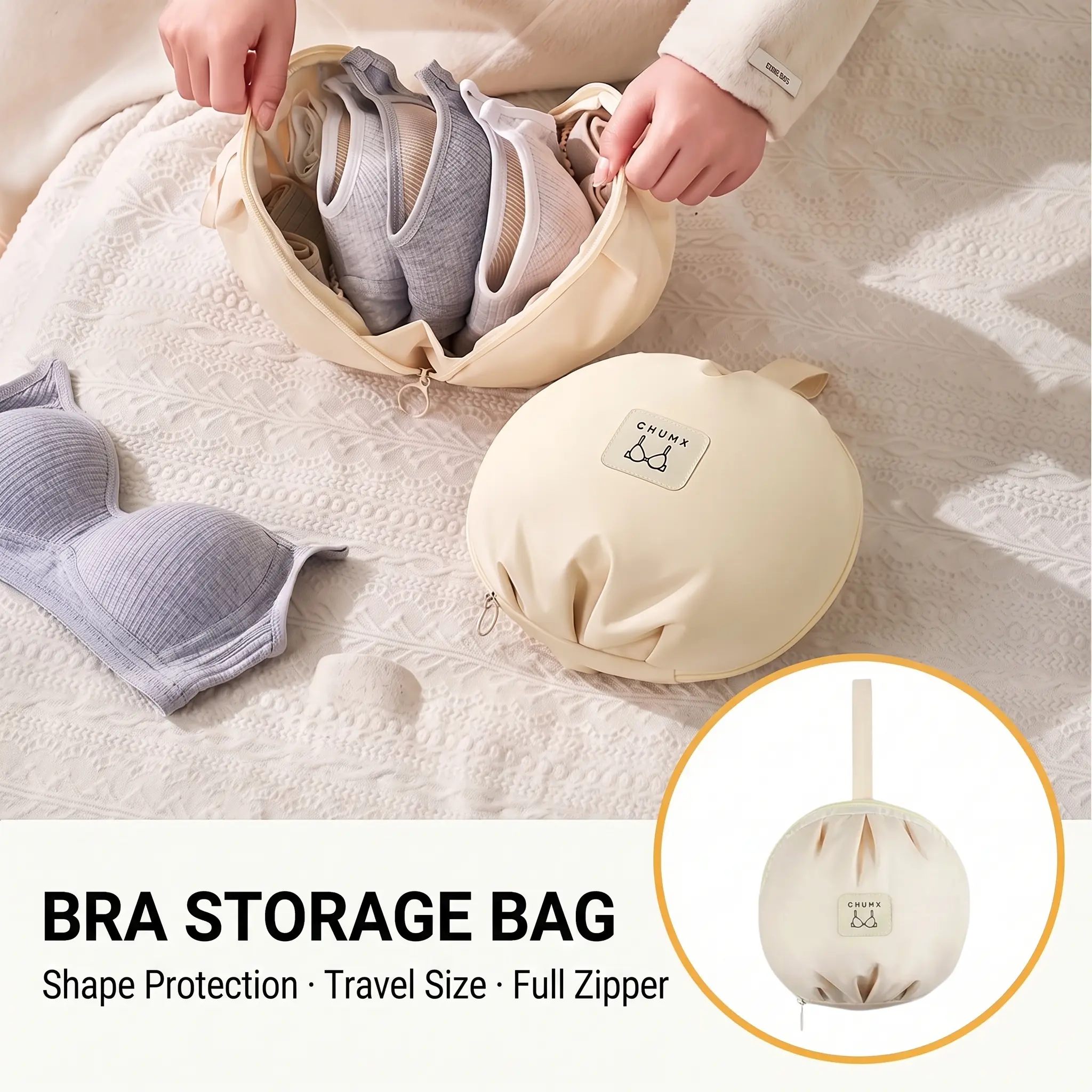 Lingerie Storage Bag Set of 2, Underwear Organizer Pouch, 3-in-1 Travel Packing Cube for Bras,Socks,and Intimate Apparel, Mini Storage Bags, Portable Packing Cubes for Travel and Business Trips, Luggage Compartment -YY0