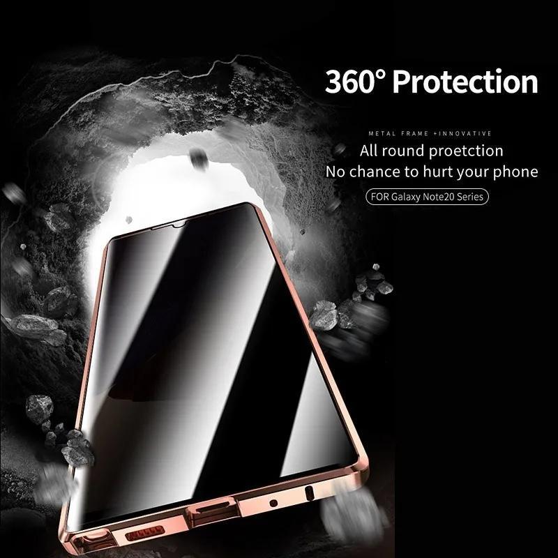 360° Protect Anti Peeping Privacy Double Sided Tempered Glass Case For Samsung Galaxy S25 S24 S23 Ultra Plus Metal MagneticCover
