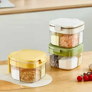 Our press open spice jar features sealed fresh keeping design as premium airtight spice bottle.This split spoon spice case works well as salt canister and practical spice container with spoon.Great seasoning storage box & compact seasoning organizer