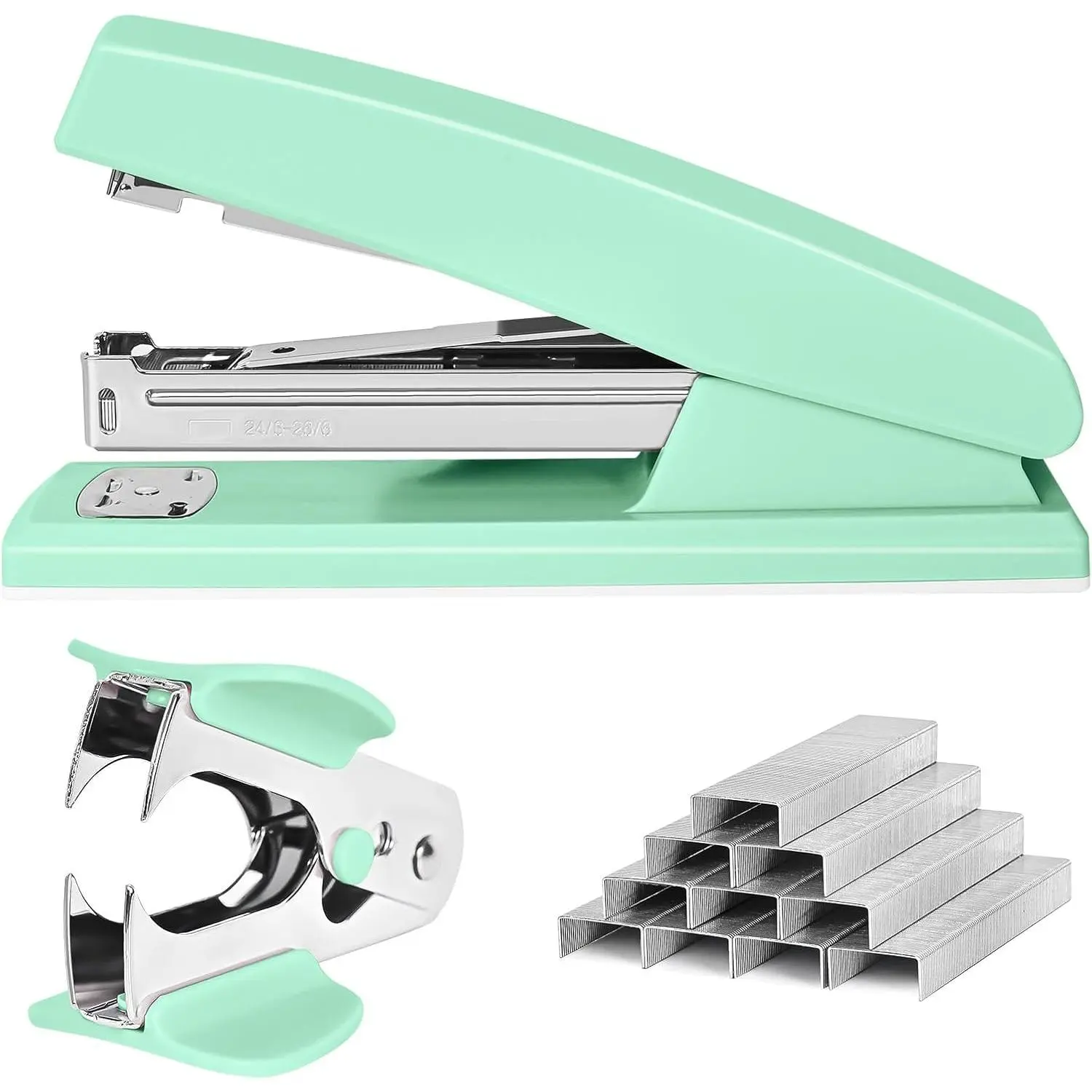 Stapler 25 Sheet Capacity with 1000  and Staple Remover, Green