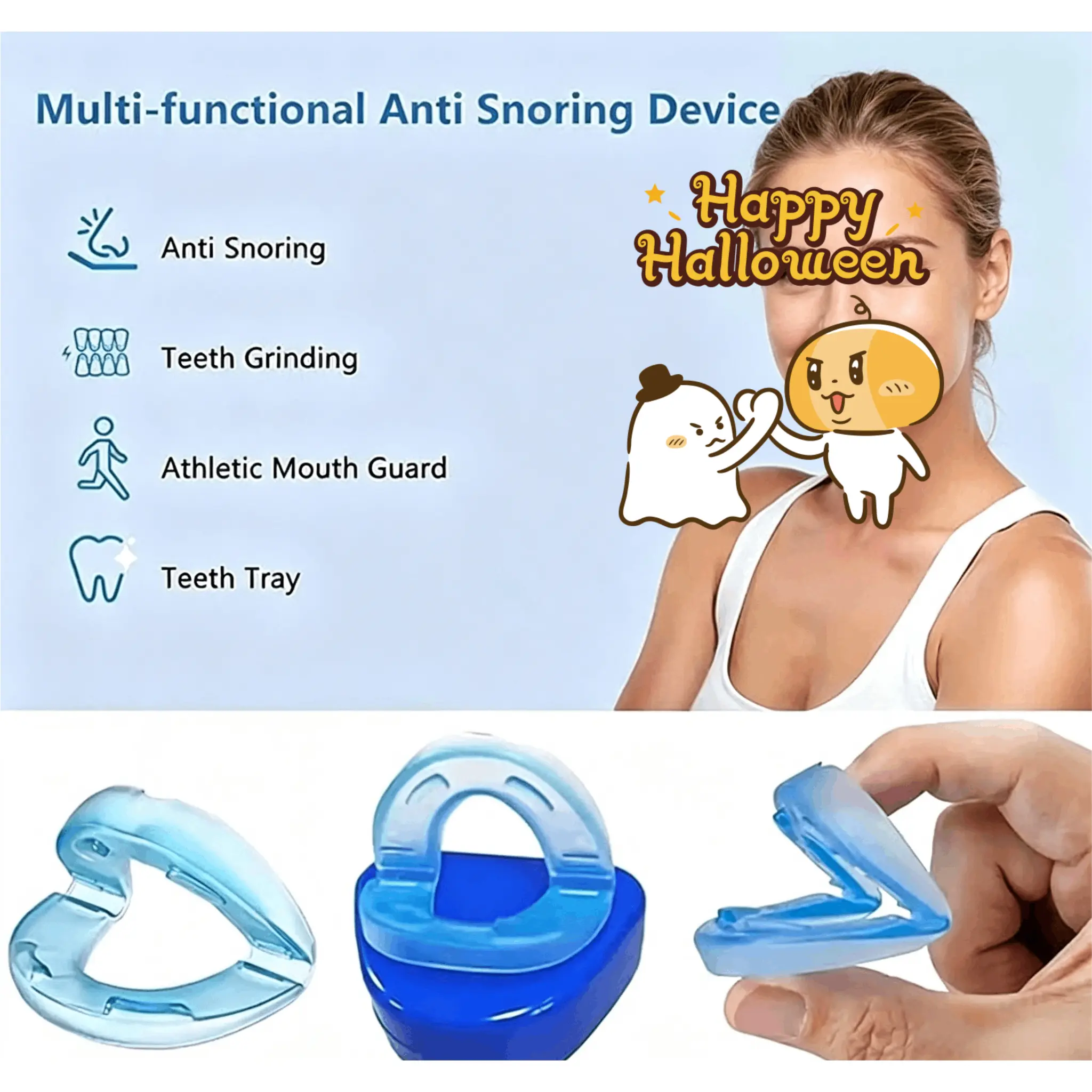 Universal Anti Snoring Mouthpiece Dental Braces Double Layered Prevent Teeth Grinding Tongue Biting Sleeping Anti-snoring Tool