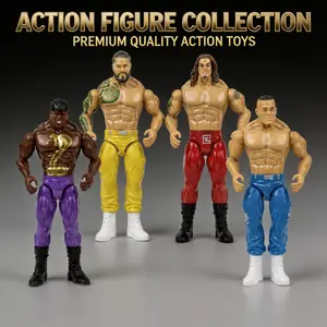 Four Color Elite Wrestling Warrior Action Figures, Perfect for Small Scene Photography, Encourages Faith, Courage, and Playfulness, PVC Figure