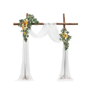 【DealsForYouDays】VEVOR Artificial Wedding Arch Flowers Kit with Sheer Drapes (Pack of 3) - 2 Floral Arrangements, 1 Drape, Decorative for Ceremony Backdrop, Reception Decoration