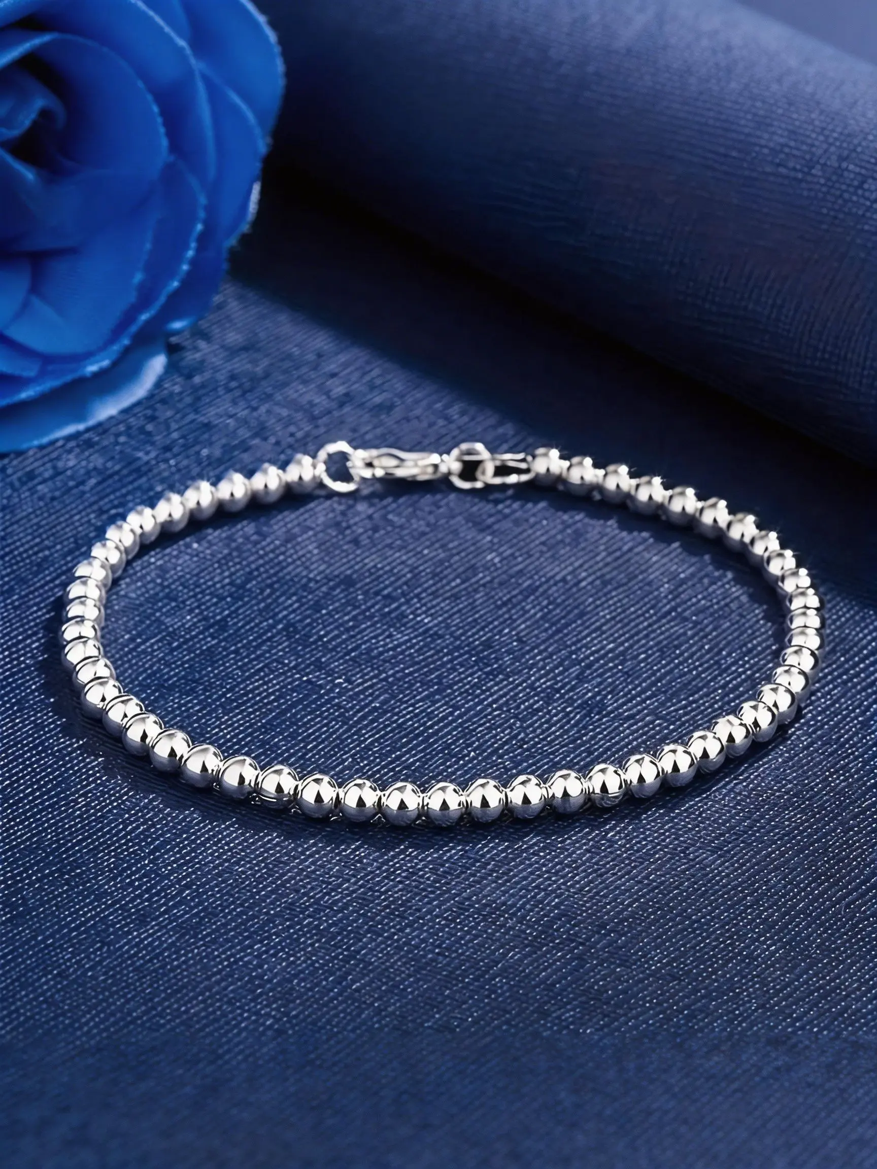 Elegant Beaded Bracelet, Silver Color 6mm Round Beads, High-Style Accessory, Versatile Use, Unisex Design, for Daily Wear, Wedding, Party, Valentine's Day, Gift for All Genders