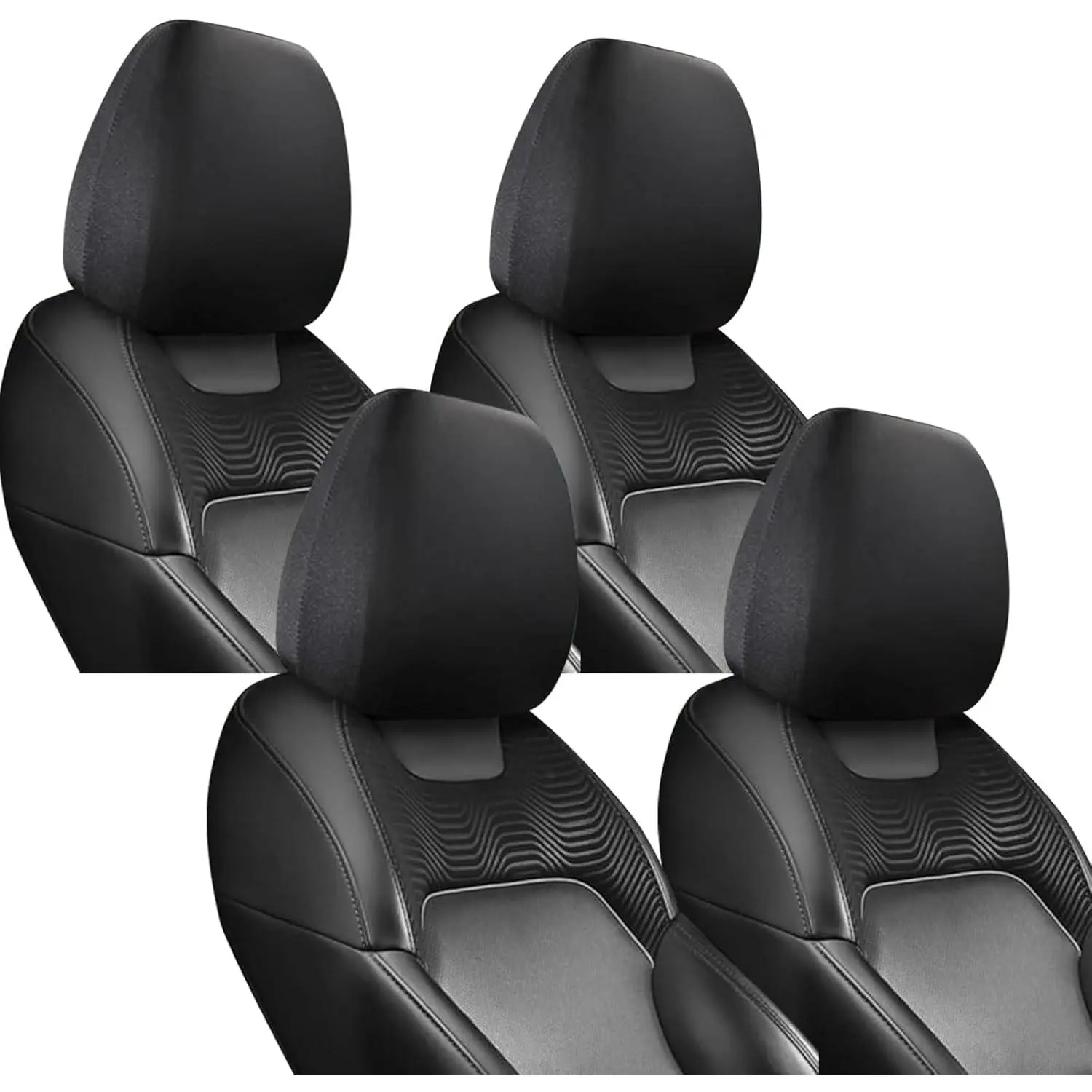 4 PCS Car Head Rest Cover Kit, 9.84In x 11.02In Stretchable Vehicle Headrest Protector, No Tool Installation, Universal Automotive Headrest Accessories  Truck SUV Car (Black)