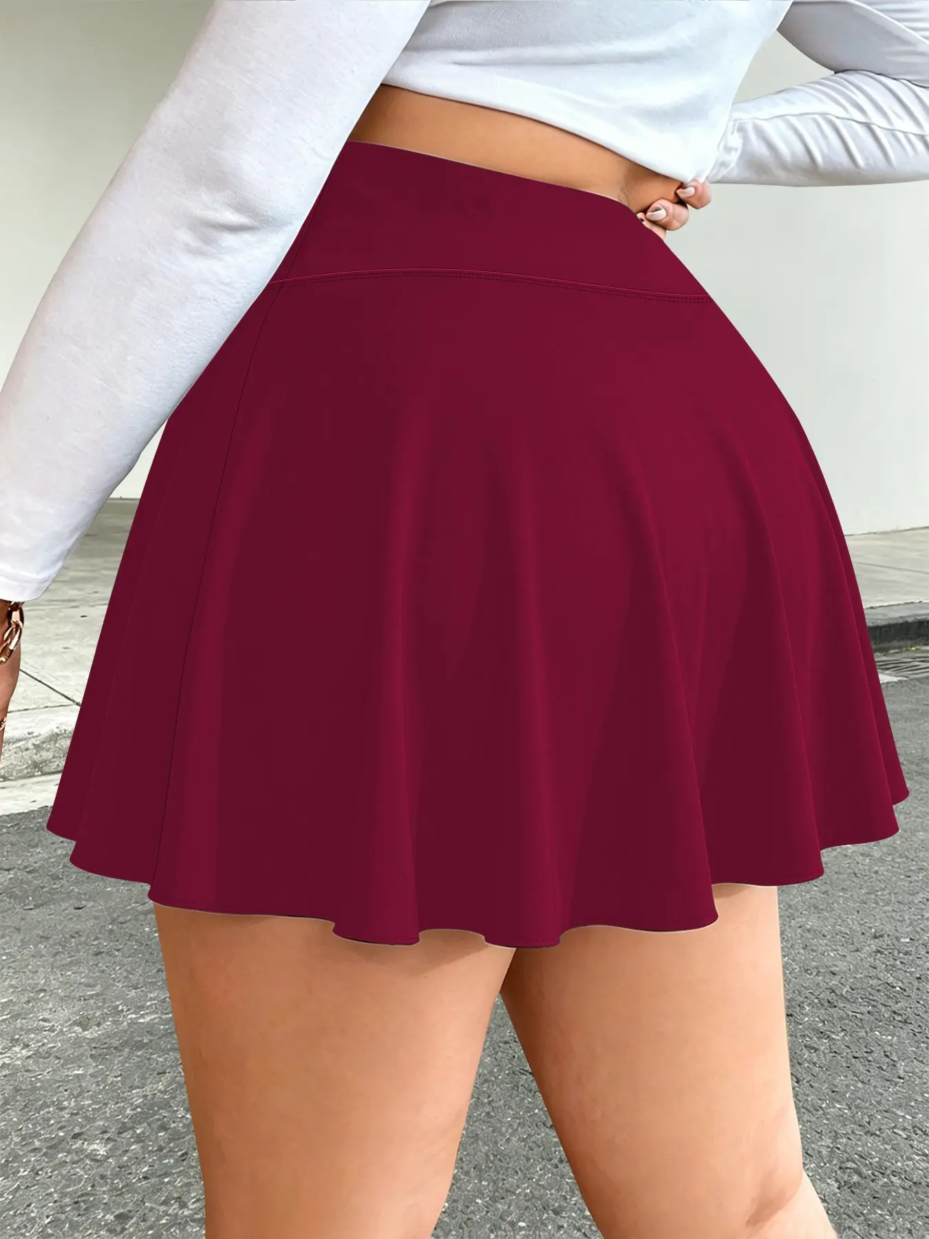 Women's Plus Size Pleated Short Skirt, New Loose Fit Half Skirt, Elastic Waist, Summer Sports Skirt, Pockets, Active Skirts, Tennis Skirt, Sporty Skirt, Athletic Skirts
