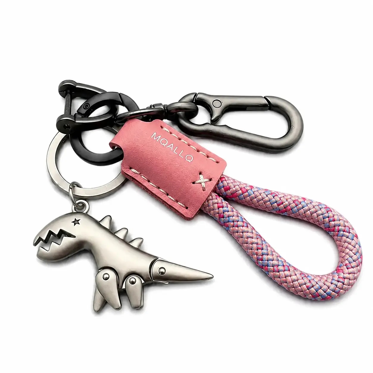 Handcrafted Genuine Leather Woven Rope Keychain with Rust-Resistant Metal Hardware - Unisex Fashion Accessory for Keys, Bags, Wallets, Ideal for Daily Use, Gifting