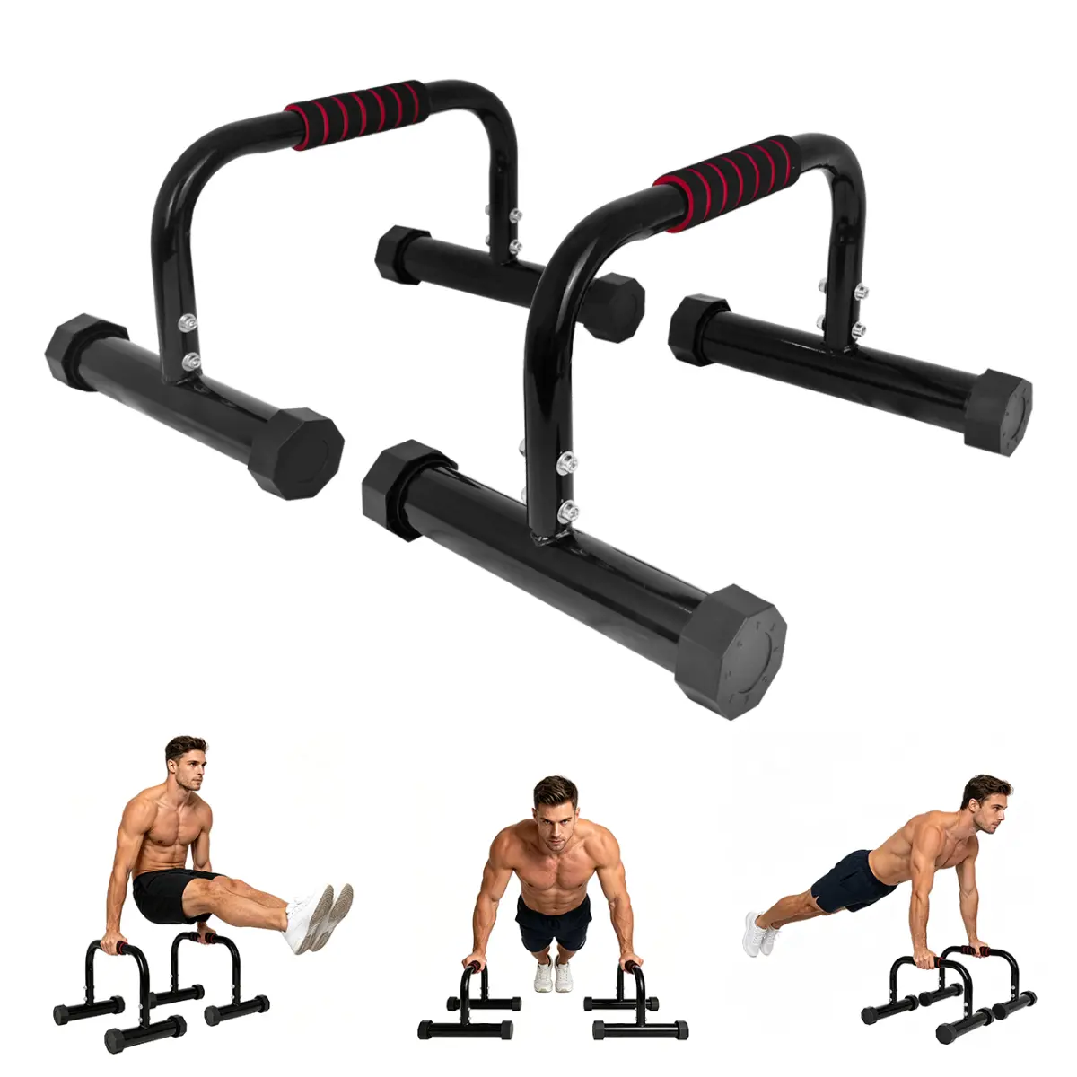 12" Heavy Duty Parallettes Push Up Calisthenics Bars, Non-Slip Handstand Bars with Cushioned Foam Handles, Professional Full Body Strength Training Equipment for L-Sit Gymnastics Bodyweight Workout Home Gym Fitness