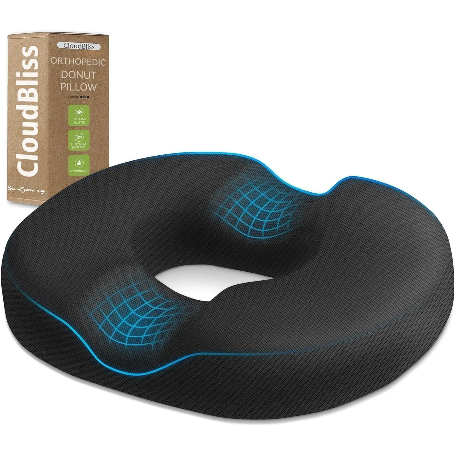 Donut Pillow Stadium Seat Cushion for Tailbone Pain Relief and Hemorrhoids, Seat Chair Cushion, Seat for Bleachers, Car, Home & Office