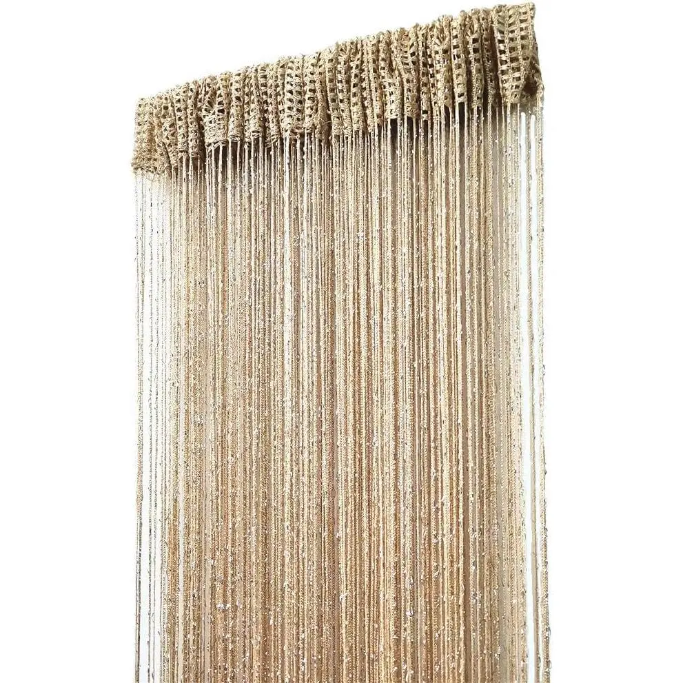Decorative Door String Wall Panel Window Room Divider Blind Divider Tassel Screen Home 100x200centimeter (Champagne18)