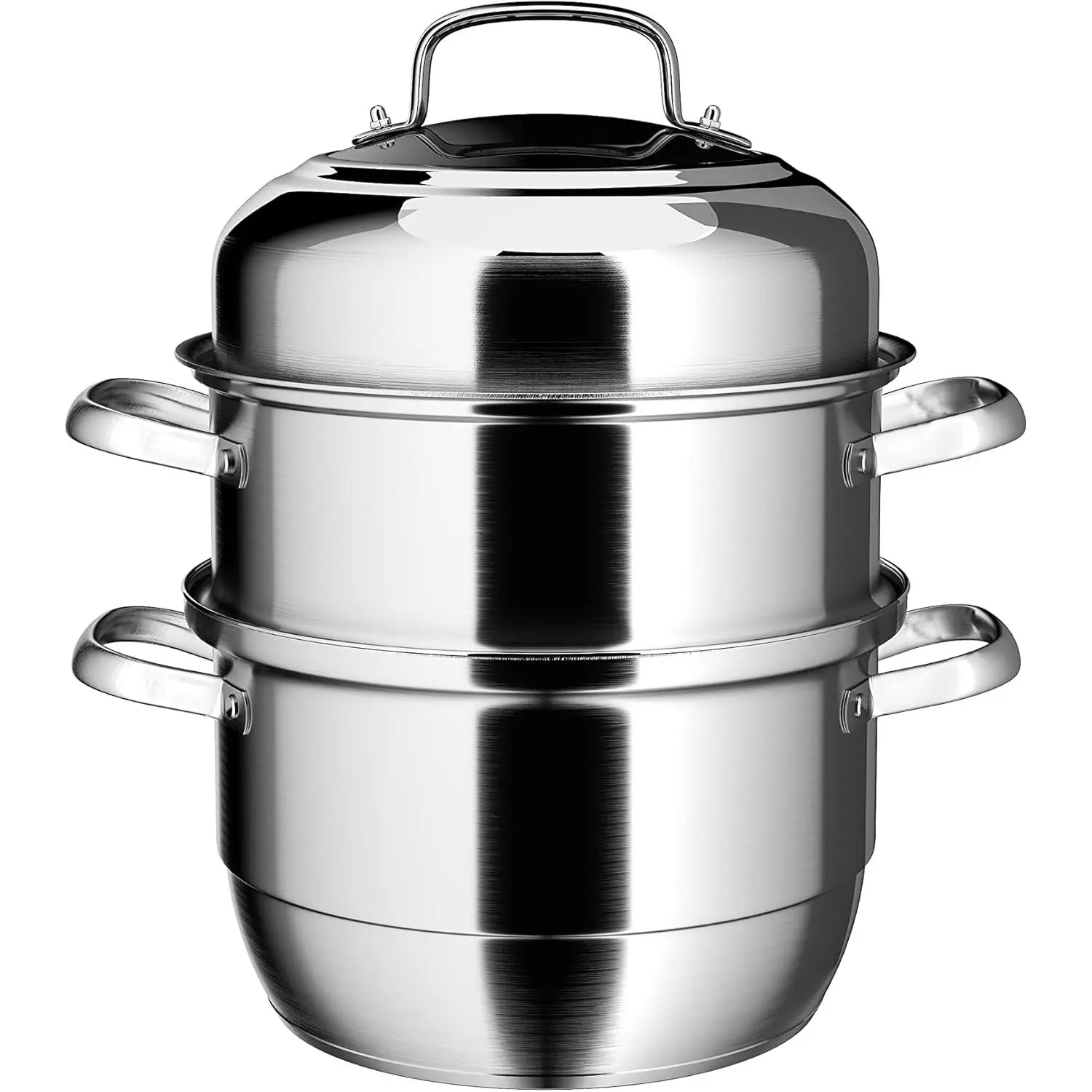 3 Tier Stainless Steel Steamer Pot 11 Inch 28cm, 8.1 Qt Induction Steamer for Cooking Tamales, Dumplings and Vegetables