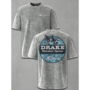 Drake Waterfowl Camo Duck Vintage Washed T-Shirt – Oversized Hunting Graphic Tee for Men, Outdoor Casual Shirt, Gift for Duck Hunters & Waterfowl Lovers