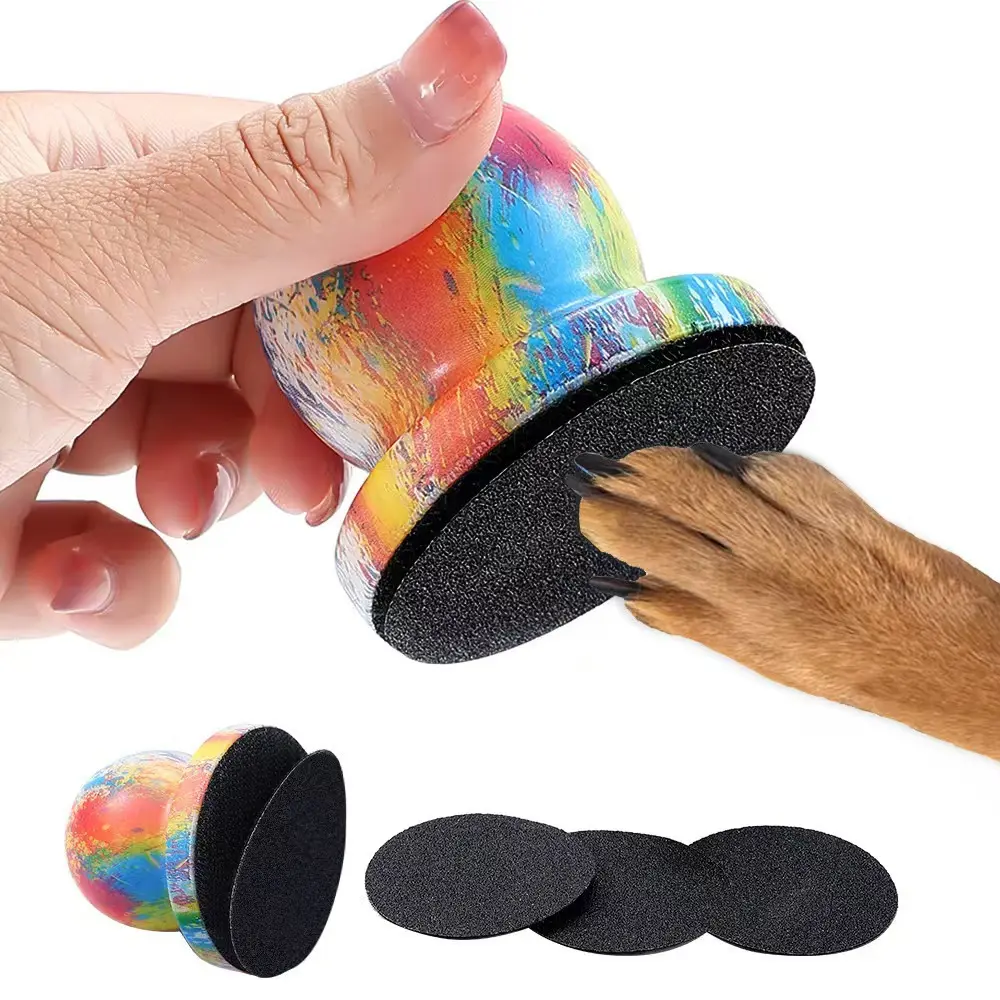 ABS Dog & Cat Scratcher Nail File - Removable Grooming Board with Ergonomic Wooden Handle, No Sharp Edges, Starry Sky Dazzling Print & Log Print Design for Pet Claw Care, Groom Nails