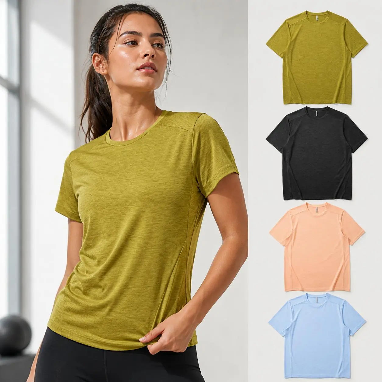 Women's Polyester Gym T-Shirts Multipack - Quick-Dry, Moisture-Wicking, Breathable, Lightweight Short-Sleeve Crew Neck Workout Wear for Gym, Running, Casual Use